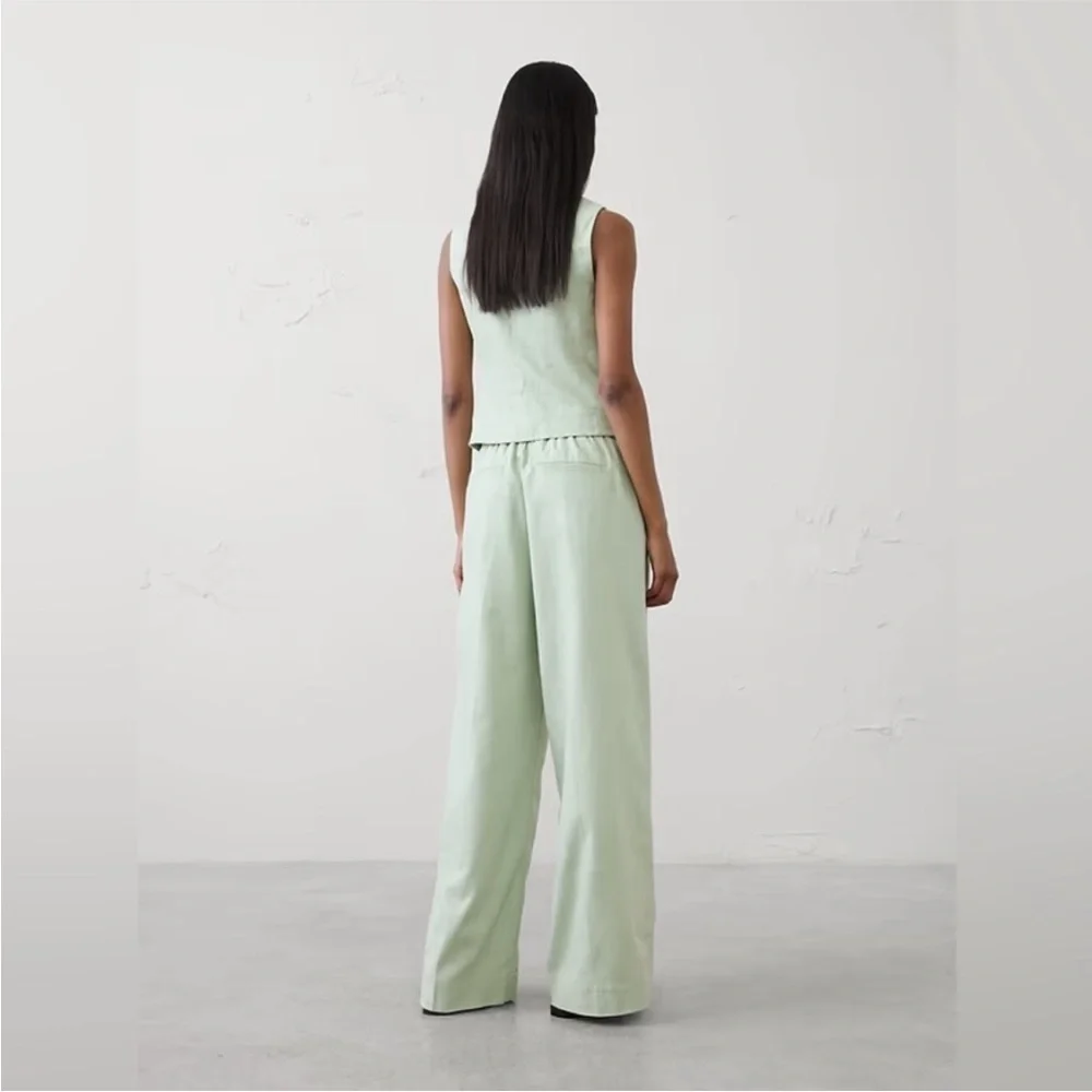 NWT! Banana Republic Wide-Leg High-Rise Linen-Blend Pant -  🩷